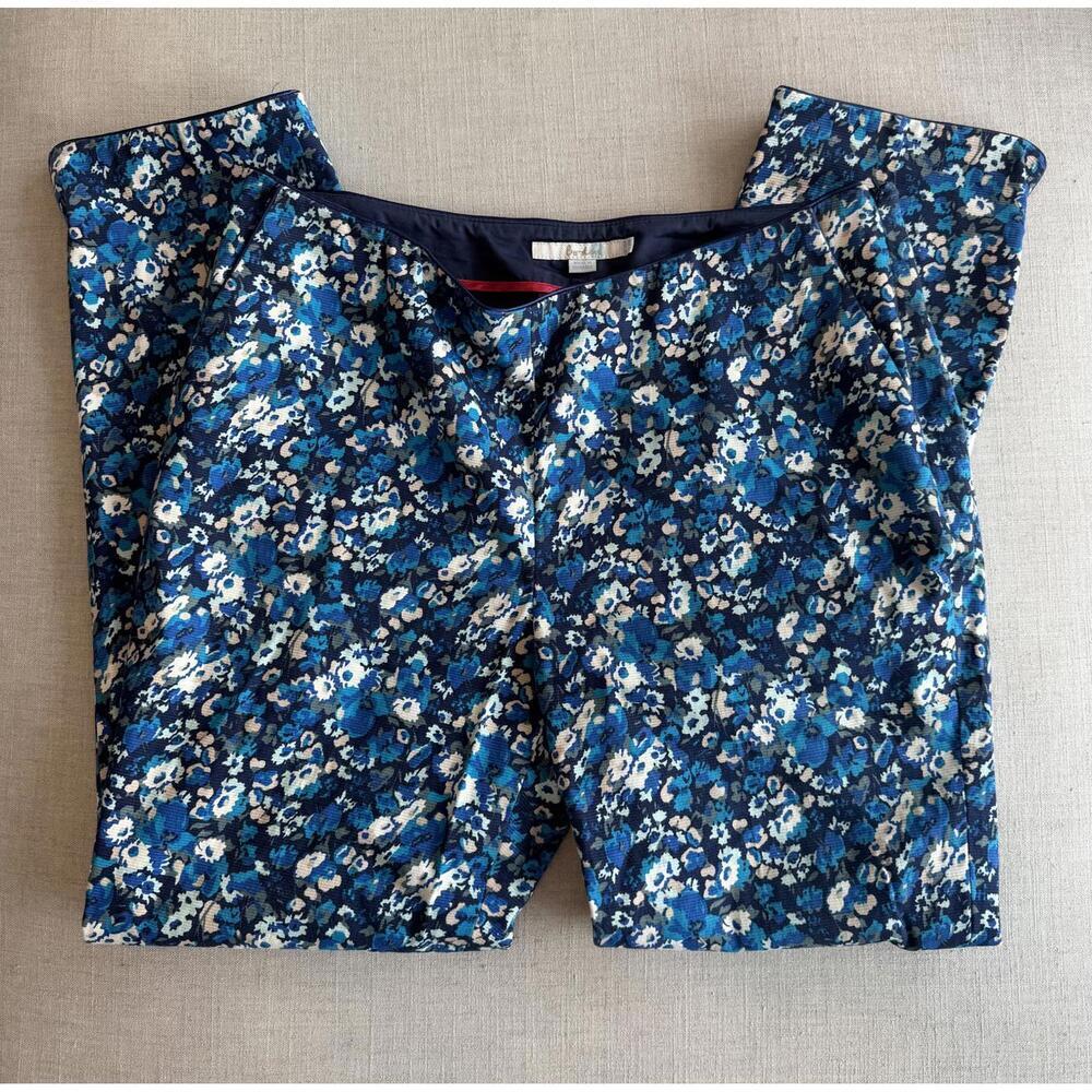 Boden Stretch Cotton Blue Floral Pants Women’s Size 10